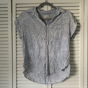 American Eagle Outfitters Navy and White Striped Shirt